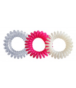 lot de 3 hair ring coloris rose-transparent blanc