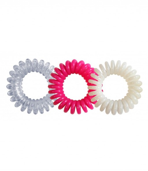 lot de 3 hair ring coloris rose-transparent blanc